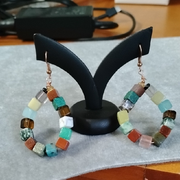 Hand Crafted Jewelry - Hand Crafted Colorful Beaded Wired Hoop Earrings
